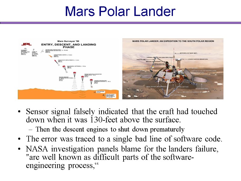 Mars Polar Lander         Sensor signal falsely